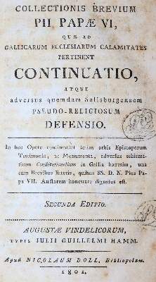 Bild Nr.1: 143-90 Collectionis Brevium Pii Papae VI,: (Alte Drucke, Handschriften und Theologie)