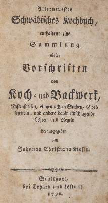 Bild Nr.1: 143-931 Kies,J.C.: (Küche und Haushalt, Kochbücher, Schwaben)