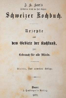 Bild Nr.1: 143-934 Heer,J.H.: (Küche und Haushalt, Kochbücher, Schweiz)