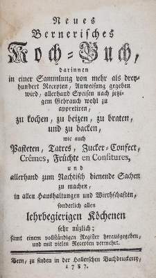 Bild Nr.1: 143-937 Neues Bernerisches Koch-Buch,: (Küche und Haushalt, Kochbücher, Schweiz)