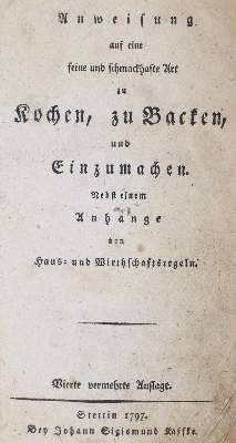 Bild Nr.1: 143-948 Stettinisches Kochbuch: (Küche und Haushalt, Kochbücher)
