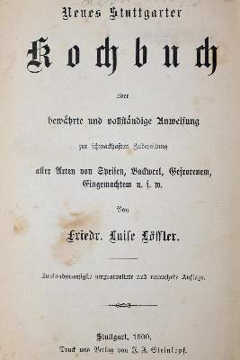Bild Nr.1: 143-953 Löffler,F.L.: (Küche und Haushalt, Kochbücher, Stuttgart)