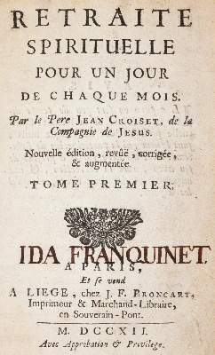 Bild Nr.1: 143-96 Croiset,J.: (Alte Drucke, Handschriften und Theologie)
