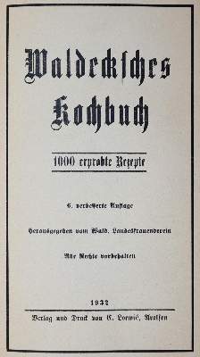Bild Nr.1: 143-964 Waldecksches Kochbuch.: (Küche und Haushalt, Kochbücher, Waldeck)