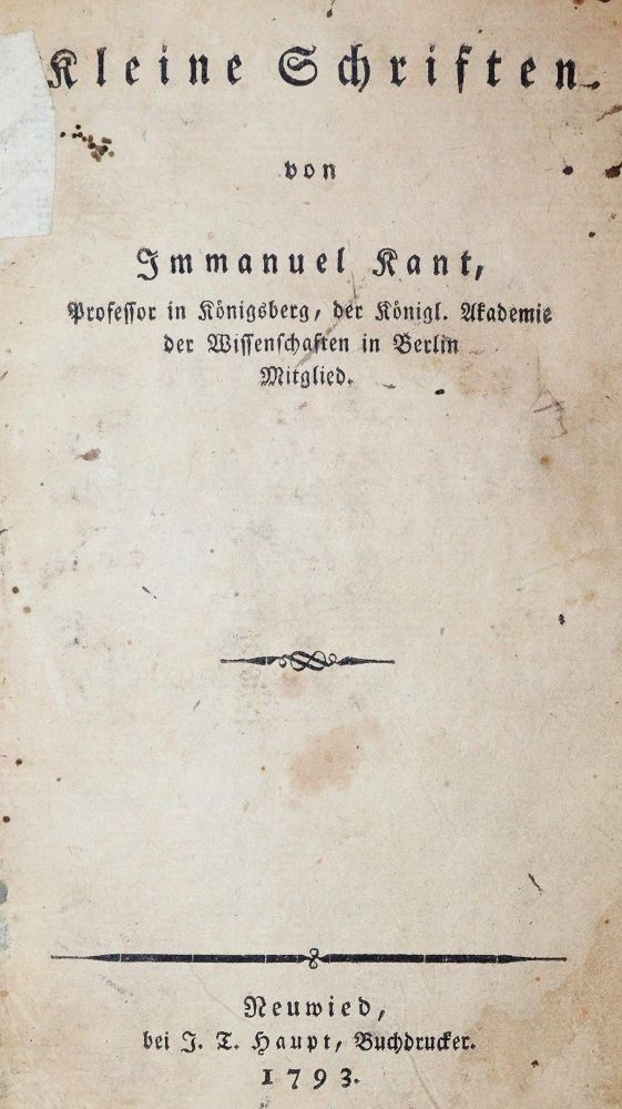 Große Abbildung Nr.1: 144-1024 Kant,I.: (Literatur und illustrierte Bücher bis 19.Jahrhundert)