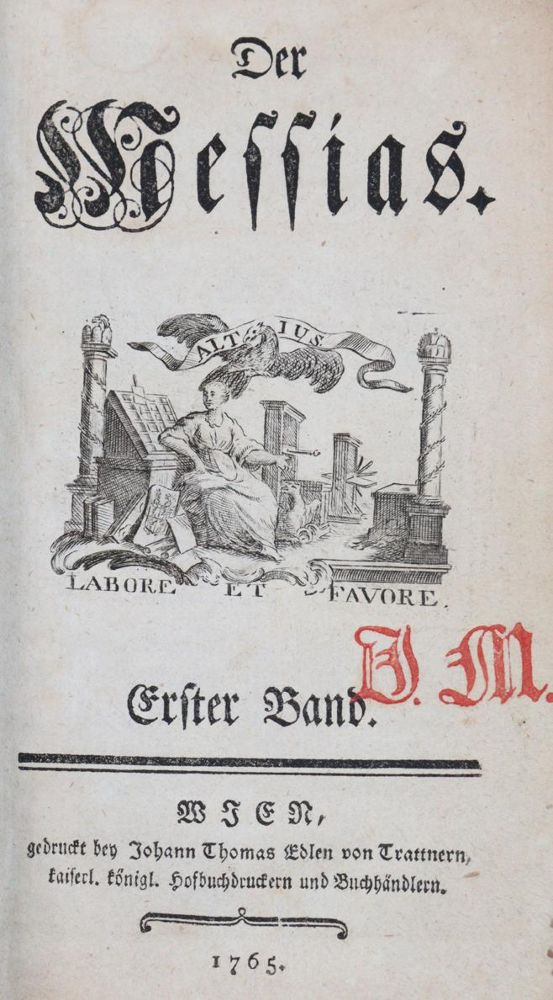 Große Abbildung Nr.1: 144-1026 Klopstock,F.G.: (Literatur und illustrierte Bücher bis 19.Jahrhundert)