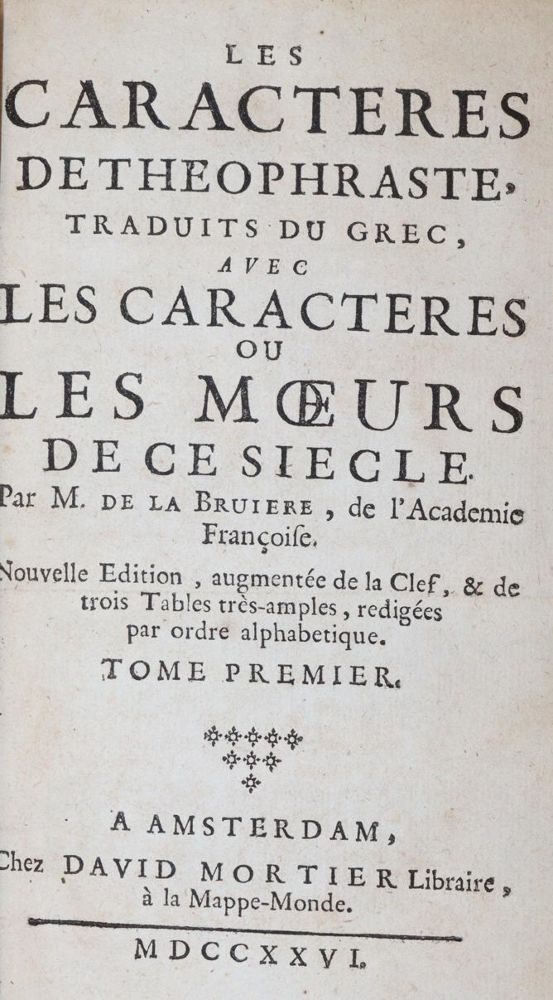 Große Abbildung Nr.1: 144-1029 La Bruyere,J.: (Literatur und illustrierte Bücher bis 19.Jahrhundert)