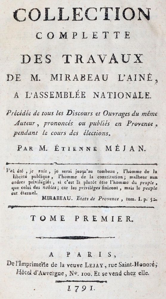 Große Abbildung Nr.1: 144-1043 Mirabeau,H.G.R.de.: (Literatur und illustrierte Bücher bis 19.Jahrhundert)
