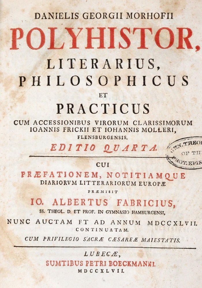 Große Abbildung Nr.1: 144-1045 Morhof,D.G.: (Literatur und illustrierte Bücher bis 19.Jahrhundert)