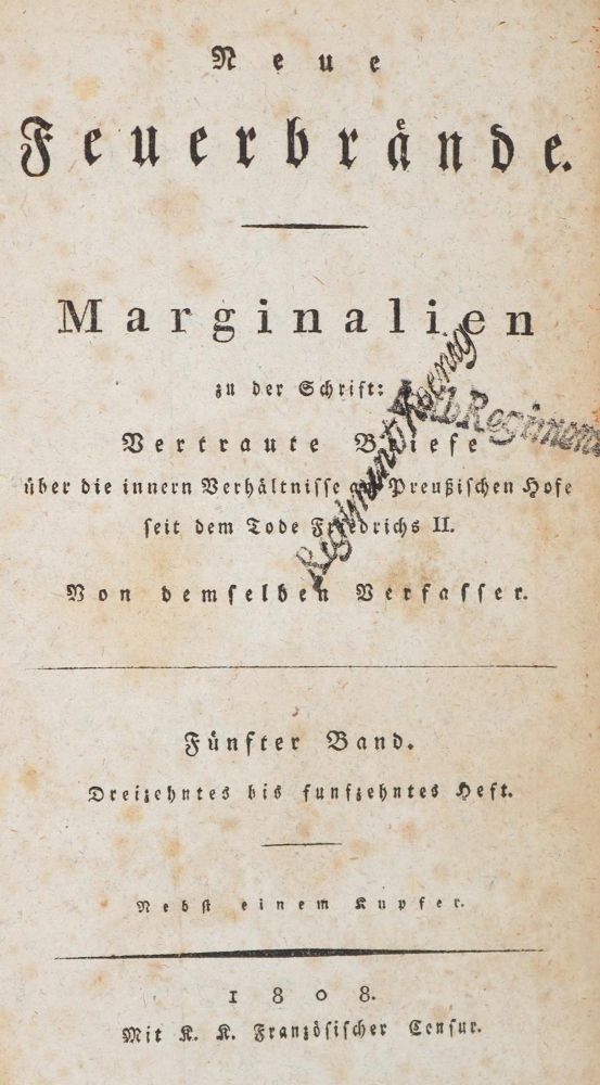 Große Abbildung Nr.1: 144-1048 Neue Feuerbrände.: (Literatur und illustrierte Bücher bis 19.Jahrhundert)