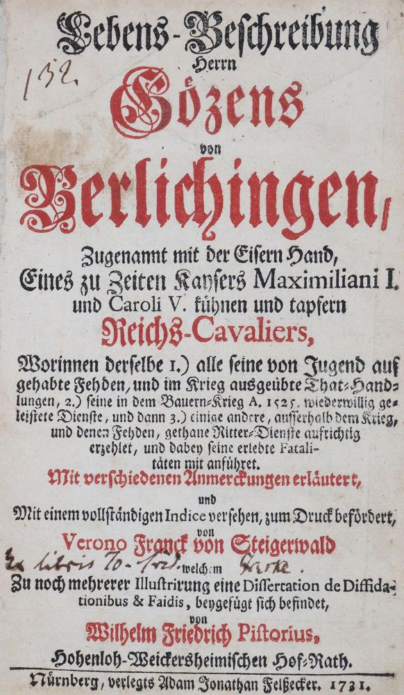 Große Abbildung Nr.1: 144-1078 Steigerwald,F.v. (d.i. W.F.v.Pistorius).: (Literatur und illustrierte Bücher bis 19.Jahrhundert)