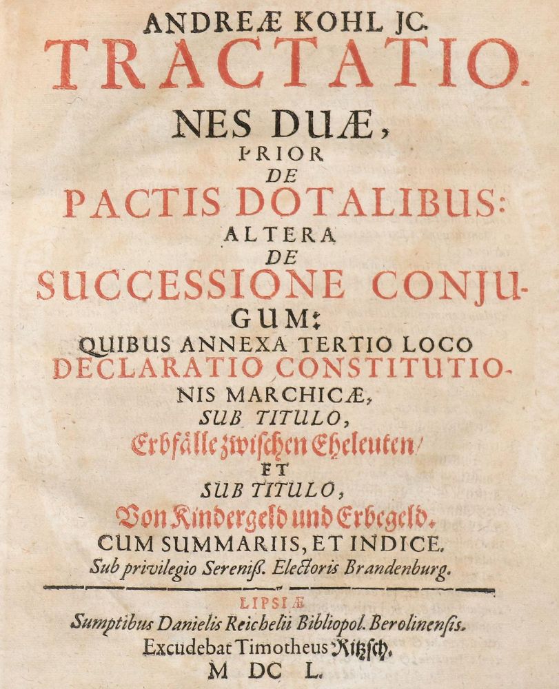 Große Abbildung Nr.1: 144-108 Kohl,A.: (Alte Drucke, Handschriften und Theologie)