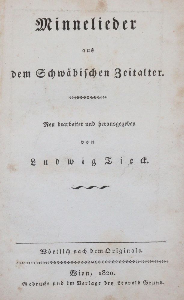 Große Abbildung Nr.1: 144-1083 Tieck,L.: (Literatur und illustrierte Bücher bis 19.Jahrhundert)