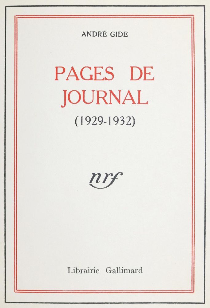 Große Abbildung Nr.1: 144-1156 Gide,A.: (Literatur und illustrierte Bücher 20.Jahrhundert - Alte Literatur in modernen Ausgaben)