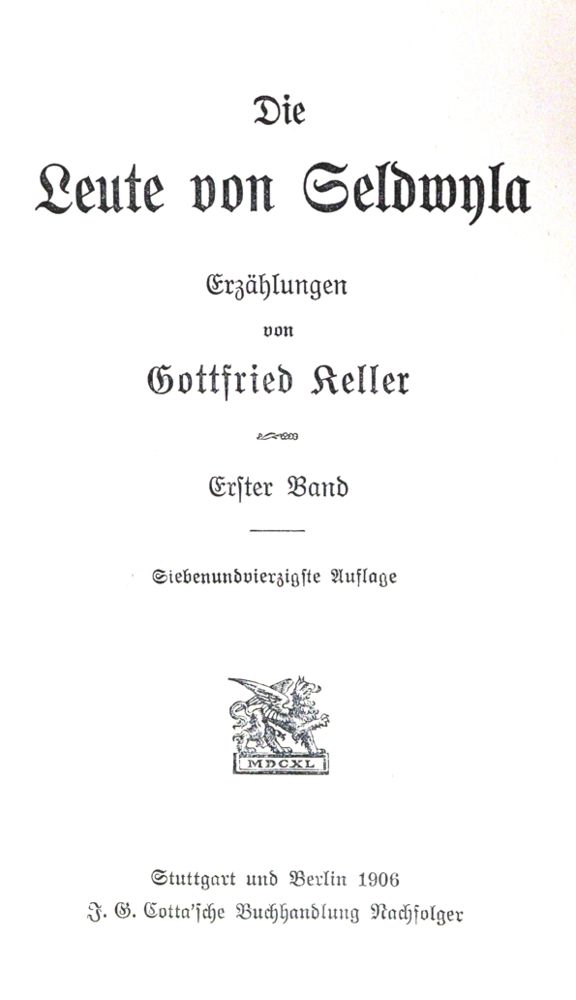Große Abbildung Nr.1: 144-1200 Keller,G.: (Literatur und illustrierte Bücher 20.Jahrhundert - Alte Literatur in modernen Ausgaben)