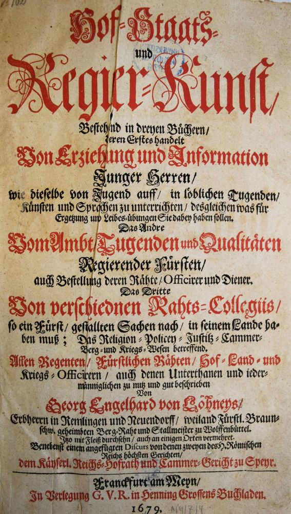 Große Abbildung Nr.1: 144-121 Löhneysen,G.E.v.: (Alte Drucke, Handschriften und Theologie)