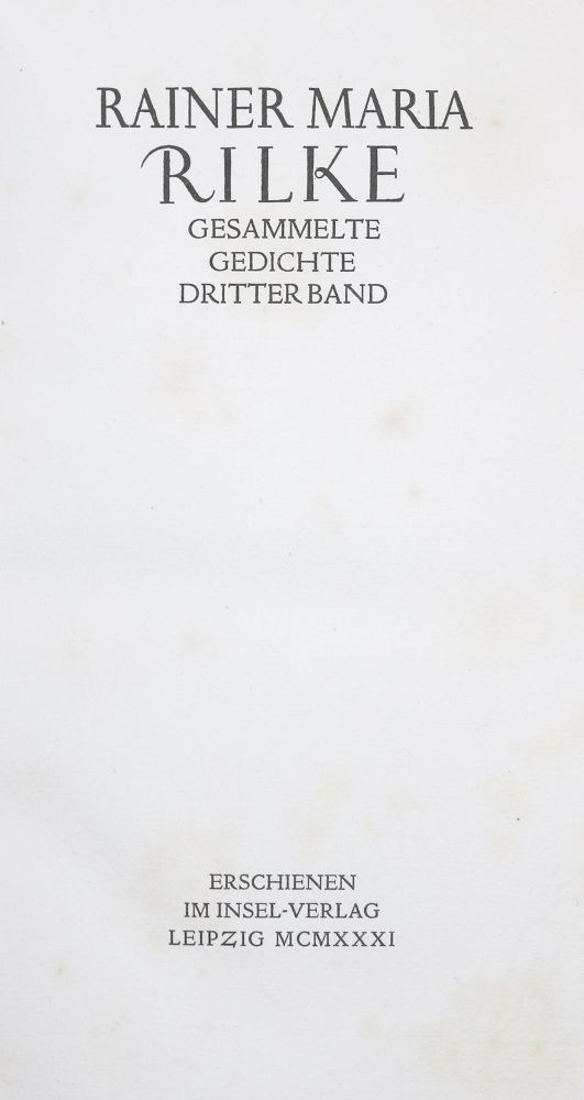 Große Abbildung Nr.2: 144-1260 Rilke,R.M.: (Literatur und illustrierte Bücher 20.Jahrhundert - Alte Literatur in modernen Ausgaben)