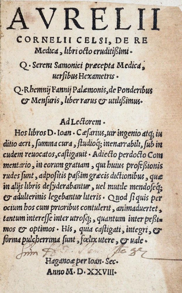 Große Abbildung Nr.1: 144-130 Celsus,A.C.: (Medizin)