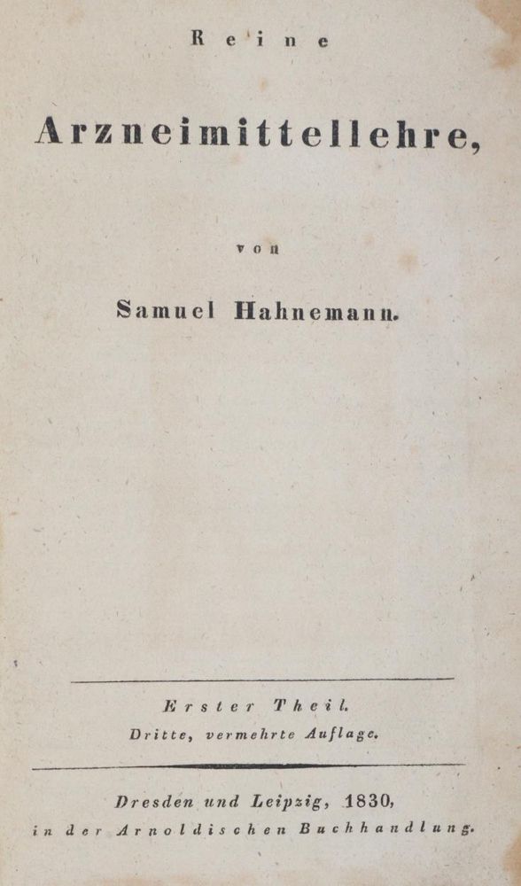 Große Abbildung Nr.1: 144-1384 Hahnemann,S.: (Medizin, Homöopathie)