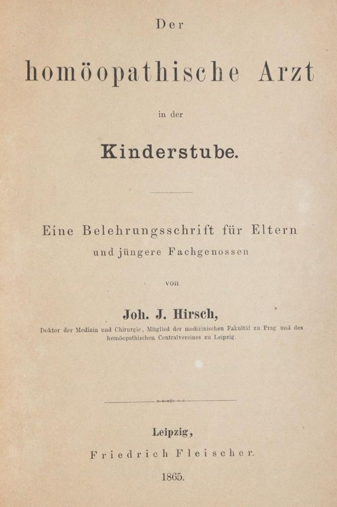 Große Abbildung Nr.1: 144-1388 Hirsch,J.J.: (Medizin, Homöopathie)