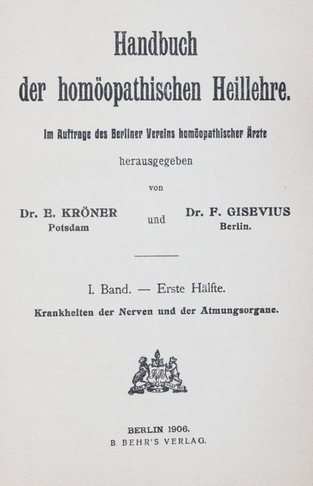 Große Abbildung Nr.1: 144-1391 Kröner,E. u. F.Gisevius (Hrsg.).: (Medizin, Homöopathie)