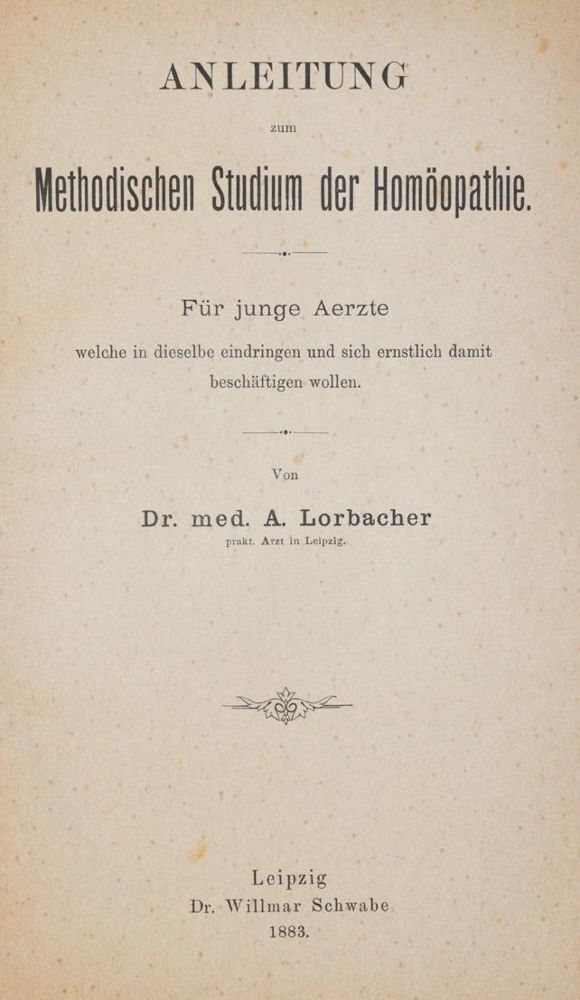 Große Abbildung Nr.1: 144-1393 Lorbacher,A.: (Medizin, Homöopathie)
