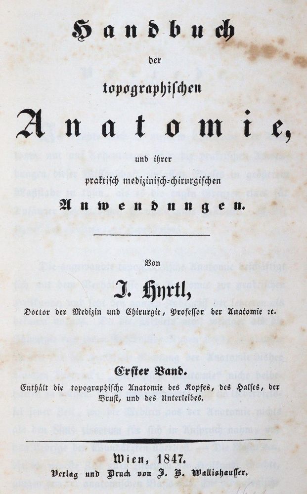Große Abbildung Nr.1: 144-1397 Hyrtl,J.: (Medizin)