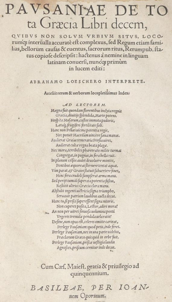 Große Abbildung Nr.1: 144-140 Pausanias.: (Alte Drucke, Handschriften und Theologie)