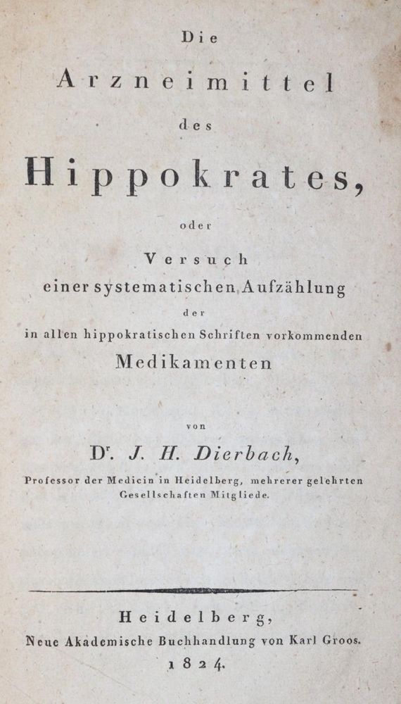 Große Abbildung Nr.1: 144-1412 Dierbach,J.H.: (Medizin, Pharmazie)