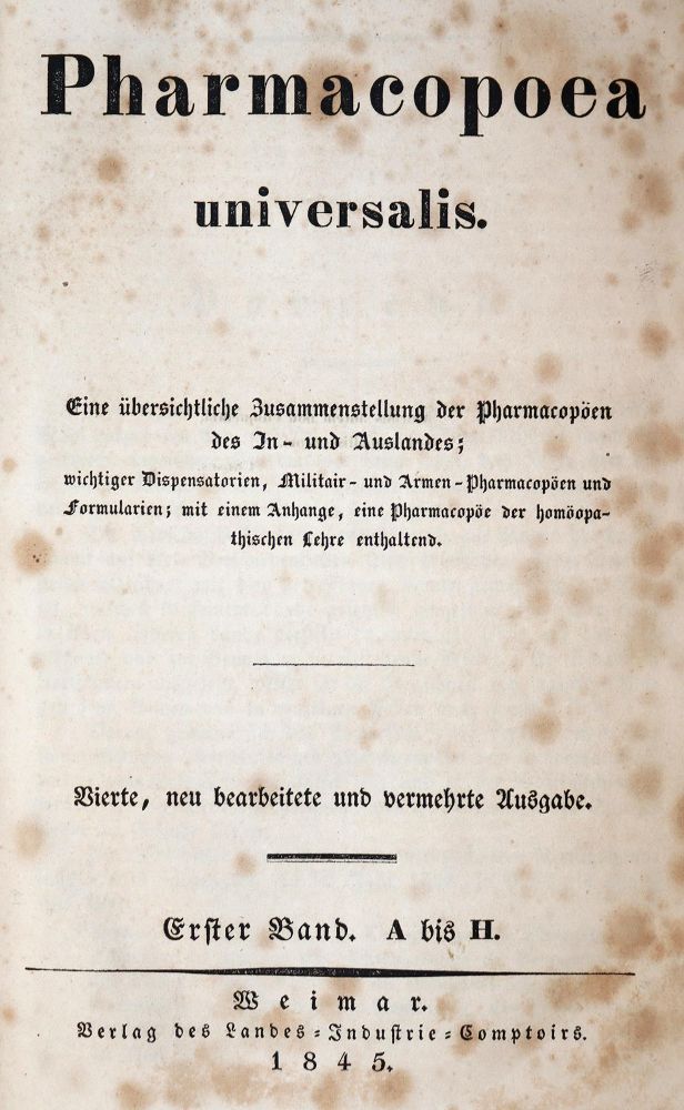 Große Abbildung Nr.1: 144-1416 Pharmacopoea universalis.: (Medizin, Pharmazie)