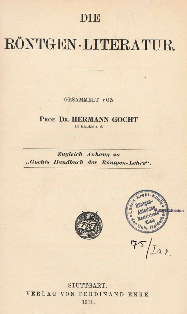 Große Abbildung Nr.1: 144-1426 Gocht,H.: (Medizin, Röntgen)