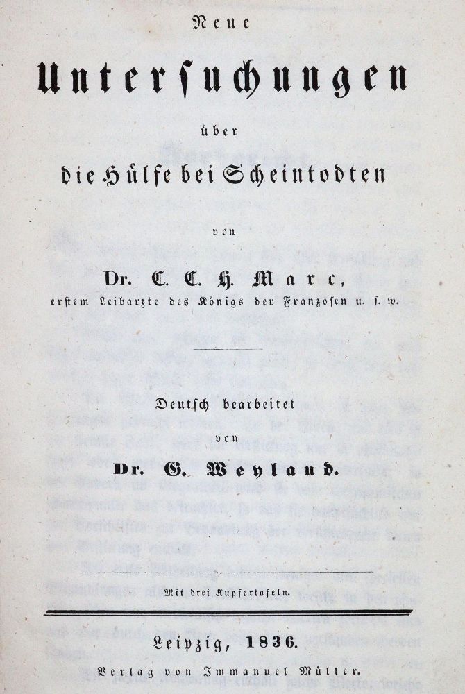 Große Abbildung Nr.1: 144-1430 Marc,C.C.H.: (Medizin, Scheintod)