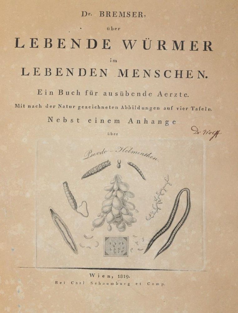 Große Abbildung Nr.1: 144-1441 Bremser,(J.G.).: (Medizin, Würmer)