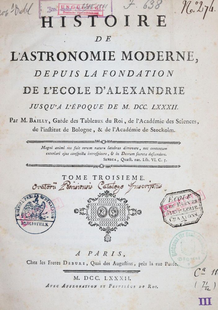 Große Abbildung Nr.111: 144-1490 Bailly,(J.S.).: (Verschiedene Gebiete - Varia, Astronomie)