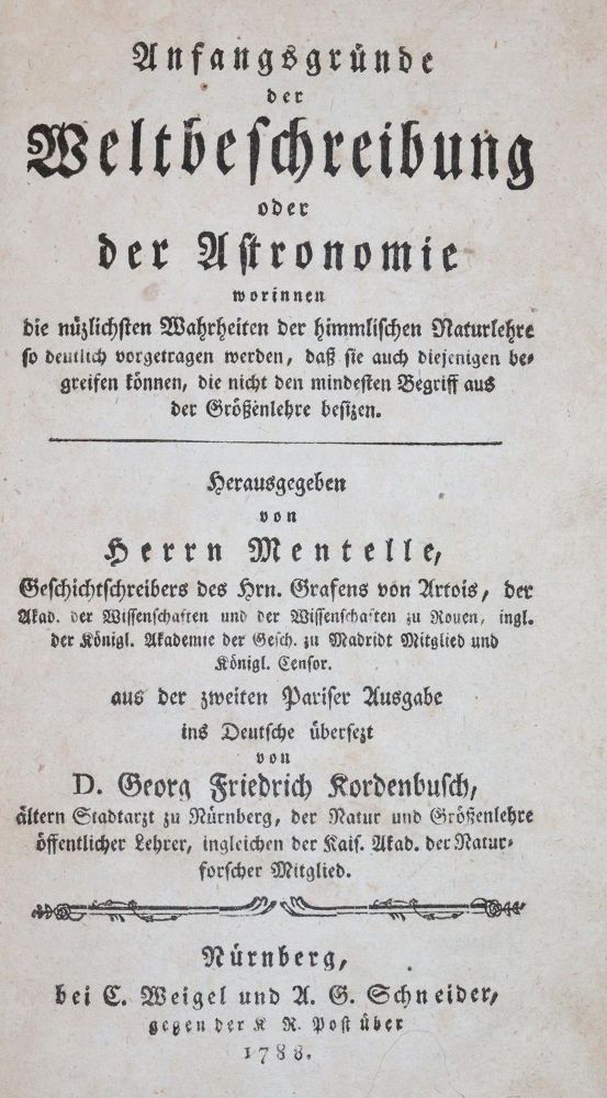 Große Abbildung Nr.1: 144-1497 Mentelle,(E.).: (Verschiedene Gebiete - Varia, Astronomie)