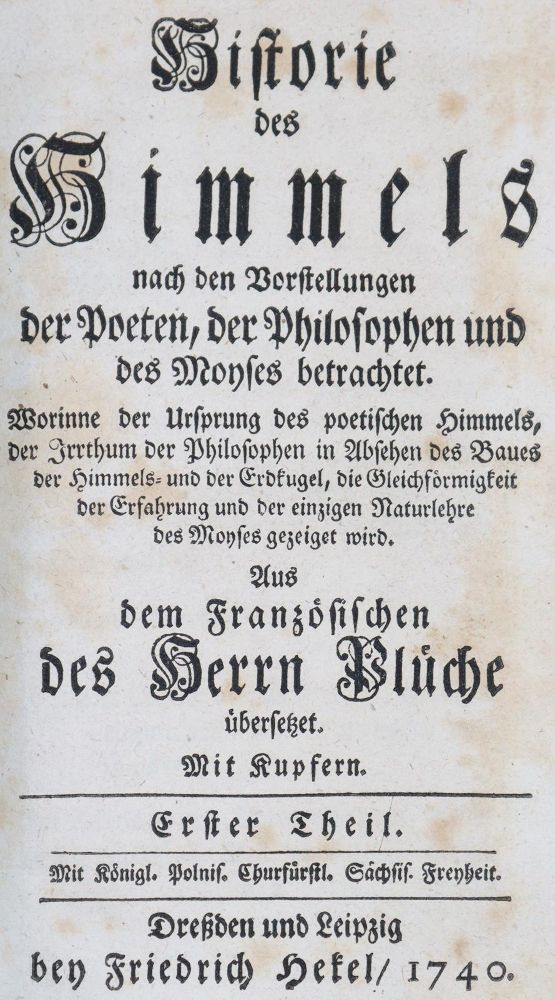 Große Abbildung Nr.1: 144-1500 Pluche,(N.A.).: (Verschiedene Gebiete - Varia, Astronomie)