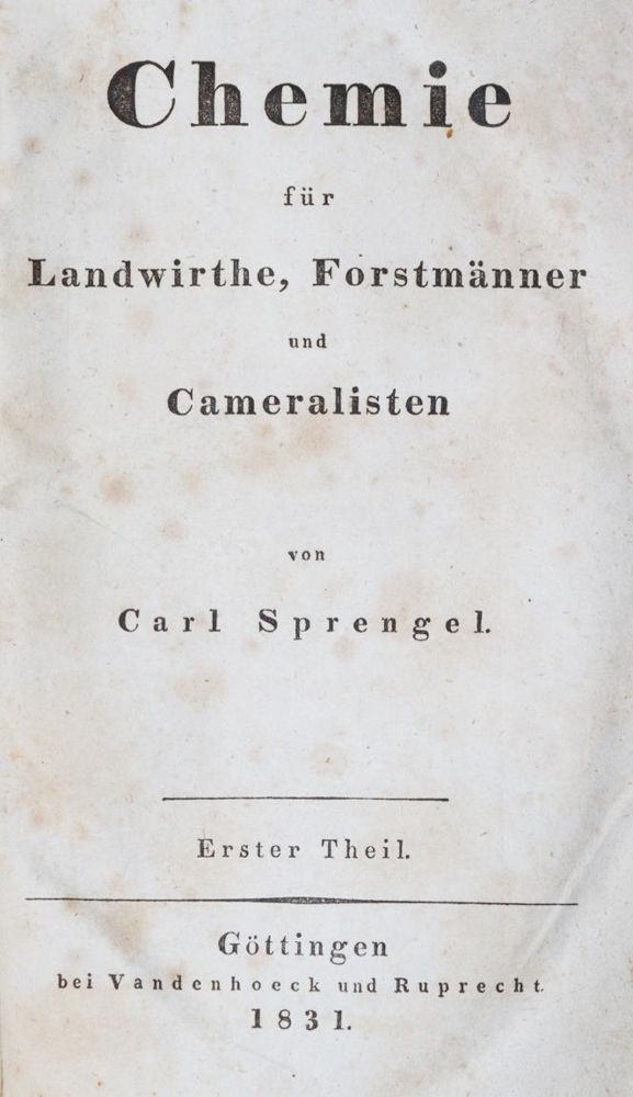 Große Abbildung Nr.1: 144-1524 Sprengel,C.: (Verschiedene Gebiete - Varia, Chemie)