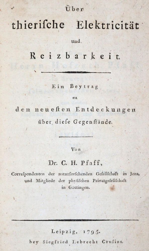 Große Abbildung Nr.1: 144-1535 Pfaff,C.H.: (Verschiedene Gebiete - Varia, Elektrizität)