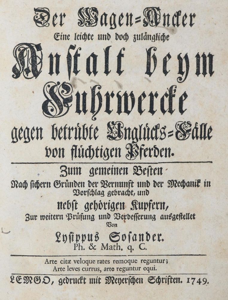 Große Abbildung Nr.1: 144-1538 Lysippus Sosander (Pseud.).: (Verschiedene Gebiete - Varia, Fuhrwesen)