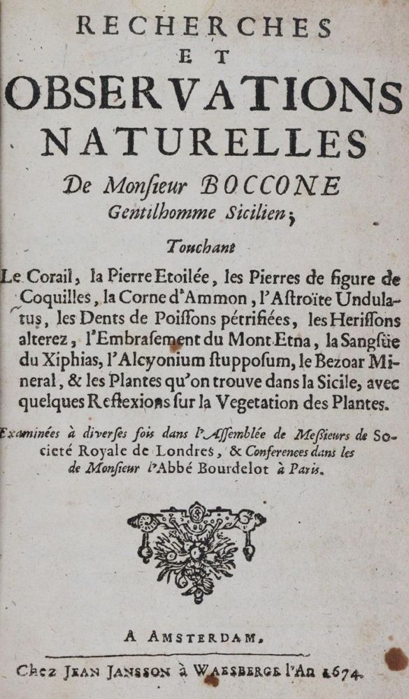 Große Abbildung Nr.1: 144-1540 Boccone,P.: (Verschiedene Gebiete - Varia, Geologie - Mineralogie u. Paläontologie)