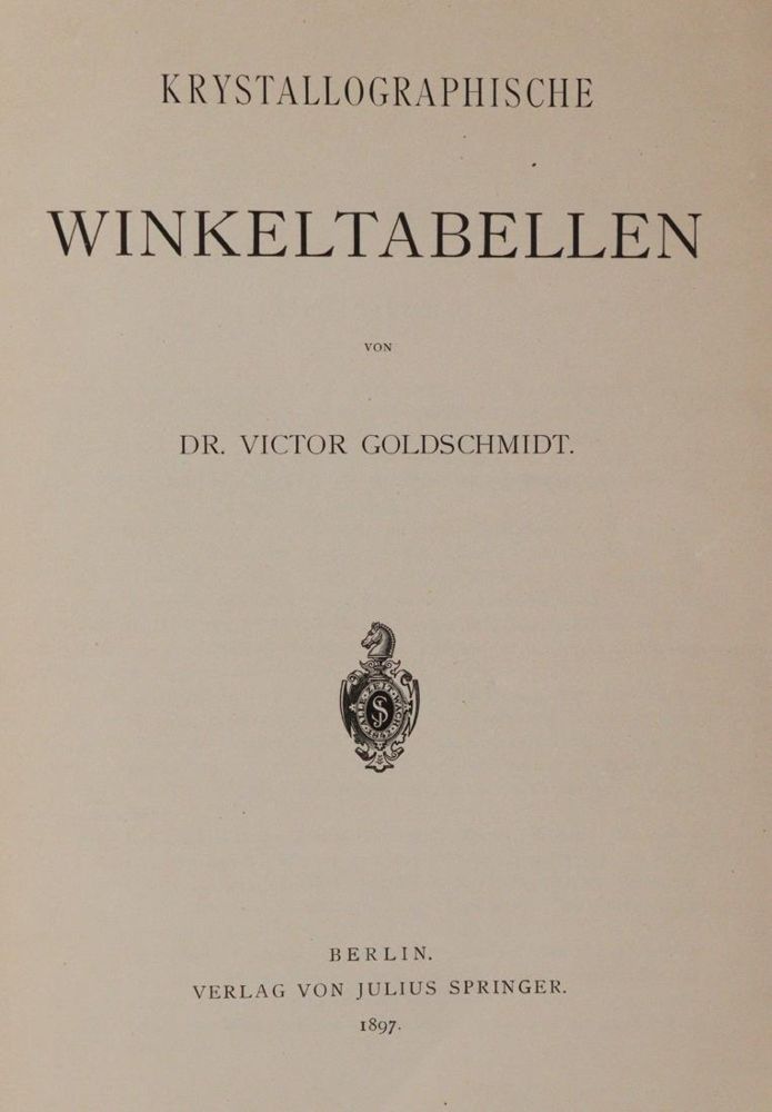 Große Abbildung Nr.1: 144-1541 Goldschmidt,V.: (Verschiedene Gebiete - Varia, Geologie - Mineralogie u. Paläontologie)
