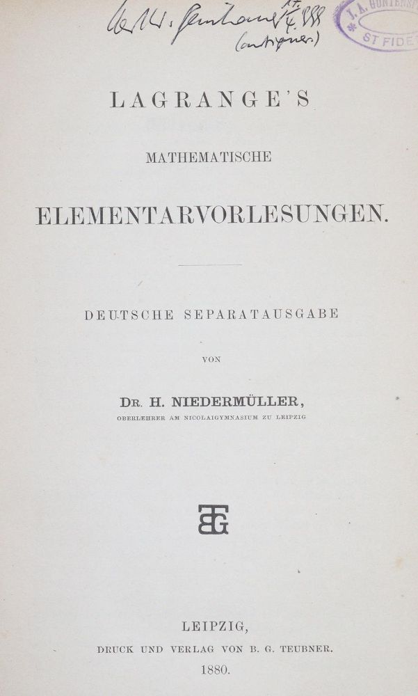 Große Abbildung Nr.1: 144-1565 Bolyai,J.: (Verschiedene Gebiete - Varia, Mathematik)