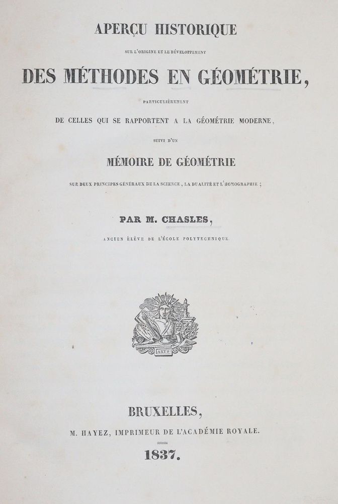 Große Abbildung Nr.1: 144-1570 Chasles,M.: (Verschiedene Gebiete - Varia, Mathematik)
