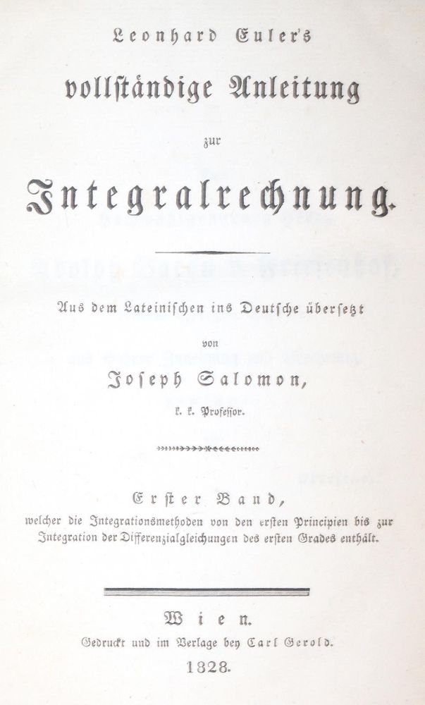 Große Abbildung Nr.1: 144-1573 Euler,L.: (Verschiedene Gebiete - Varia, Mathematik)