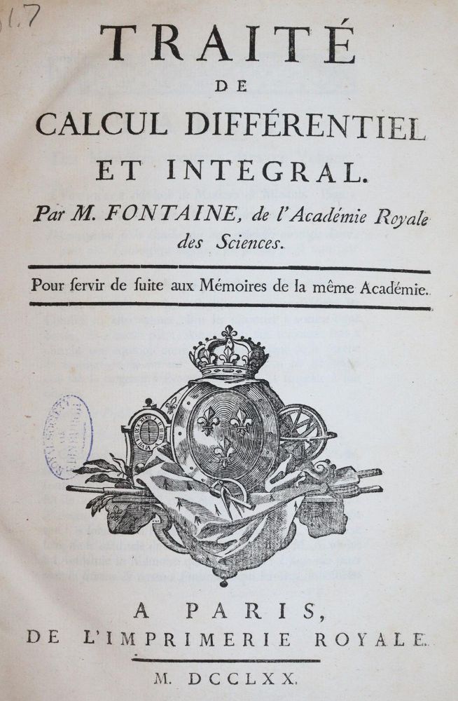 Große Abbildung Nr.1: 144-1576 Fontaine (des Bertins,A.).: (Verschiedene Gebiete - Varia, Mathematik)