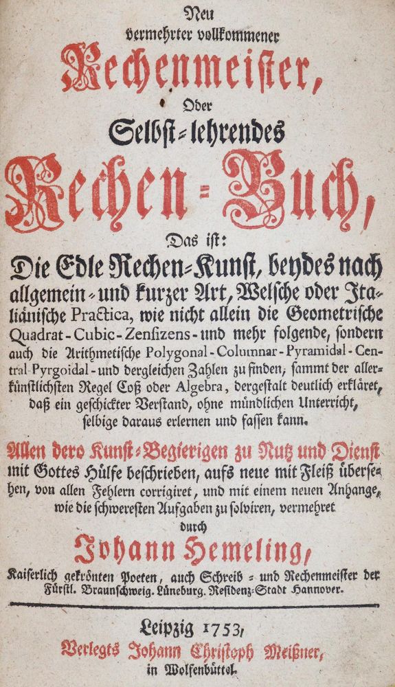 Große Abbildung Nr.1: 144-1581 Hemeling,J.: (Verschiedene Gebiete - Varia, Mathematik)