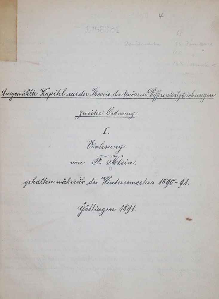 Große Abbildung Nr.2: 144-1586 Klein,F.: (Verschiedene Gebiete - Varia, Mathematik)
