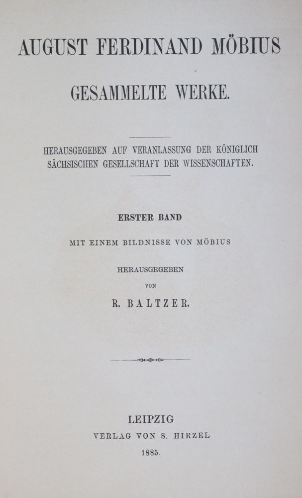 Große Abbildung Nr.1: 144-1592 Möbius,A.F.: (Verschiedene Gebiete - Varia, Mathematik)