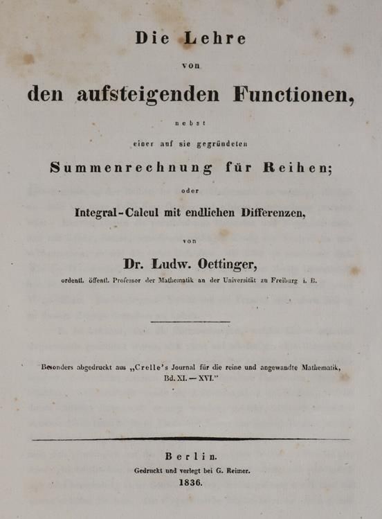 Große Abbildung Nr.1: 144-1595 Oettinger,L.: (Verschiedene Gebiete - Varia, Mathematik)
