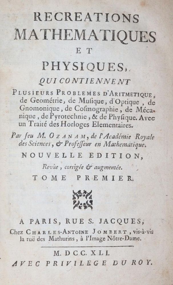 Große Abbildung Nr.1: 144-1596 Ozanam,(J.).: (Verschiedene Gebiete - Varia, Mathematik)